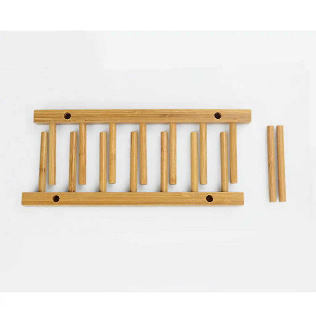 Utensils Dish Plates Books Holder Organizer Storage 6 Grids Tray Wooden Rack Kitchen Bedroom Decor Accessory