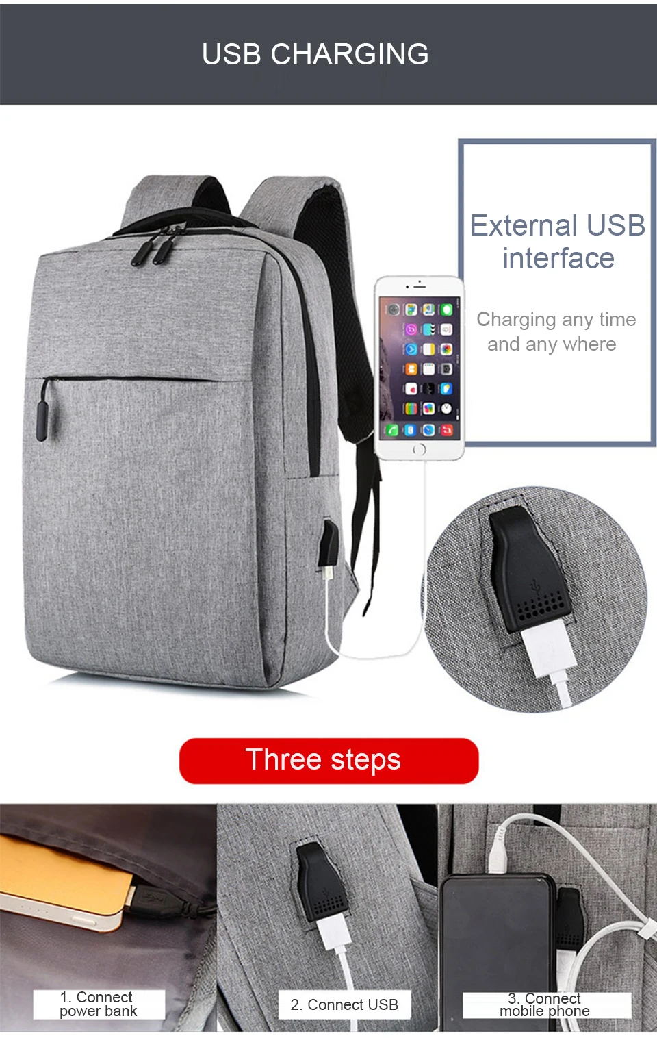 Mens Backpack 15.6 Inch Laptop Backpacks Male Notebook Back Pack USB Charging Travel Bagpack Student Waterproof Women Style Bags (3)