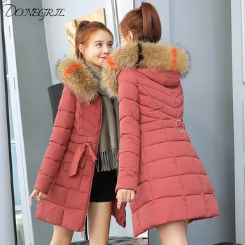 

Winter female 2020 new down cotton padded long hairy collar cotton coat female Korean version of the winter thick coat