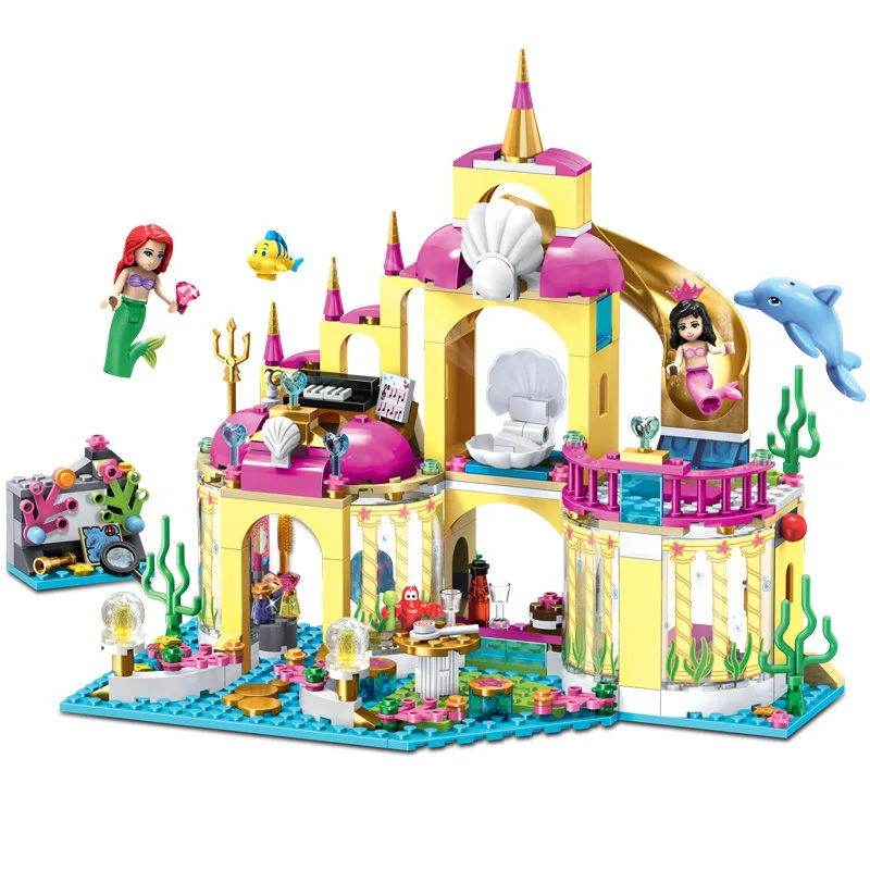 

402pcs Fairy Figures Frozenn Mermaid Cinderella Building Blocks Compatible Legoe Friends City Disneyy Princess Castle Girl Toys