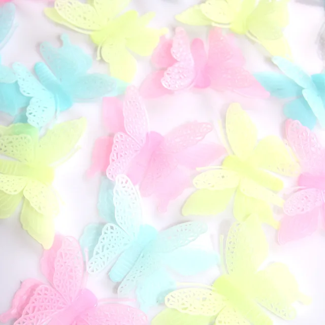 Best Quality 6Pcs 3D DIY Double Layer Butterfly Luminous Fluorescent Plastic Poster Wallpaper Bedroom Adhesive Wall Stickers Home Decoration Best Quality 6Pcs 3D DIY Double Layer Butterfly Luminous Fluorescent Plastic Poster Wallpaper Bedroom Adhesive Wall Stickers Home Decoration
