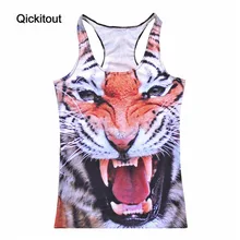 Qickitout топы летние женские блузки без бретелек без рукавов с цифровым принтом повседневные Тигры весы с принтом Тотем топы на бретелях