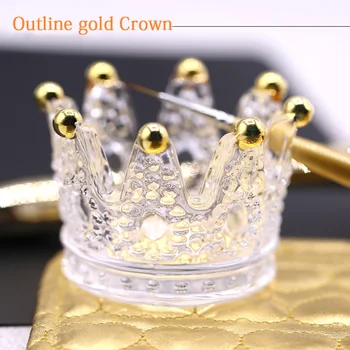 

Three-dimensional Embossed Glass Crown Nail Brush Displayer Stand Acrylic UV Gel Painting Pen Displayer Holder Manicure Tools