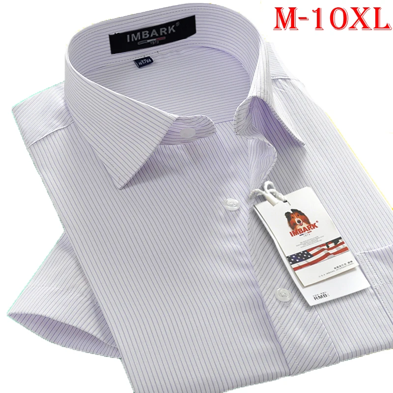 Новое поступление, летняя мужская Повседневная рубашка с коротким рукавом, легкая в уходе с принтом, в полоску, супер большой размер S-5XL 6XL 7XL 8XL 9XL 10XL