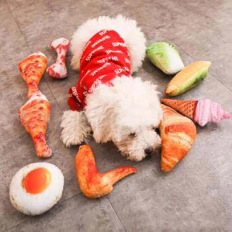 

Canvas Squeak Toy for Dog Simulation Drumstick Vegetable Chew Bone Dog Toys Tooth Grinding & Training Pet Toy Supplies