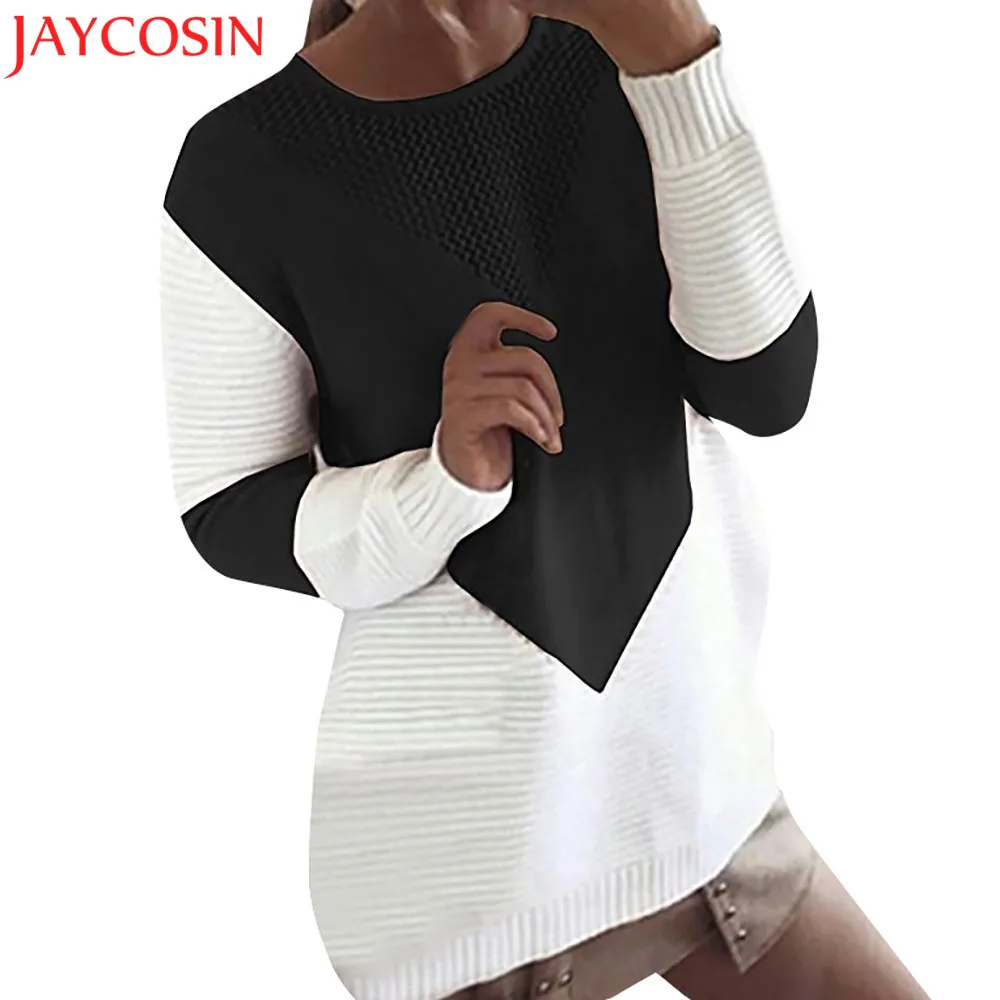 

Women Autumn&Winter Cashmere Blend Sweater Patchwork Pullovers O-Neck Knitted Soft Warm Pullover Female High Qaultiy Oct2330