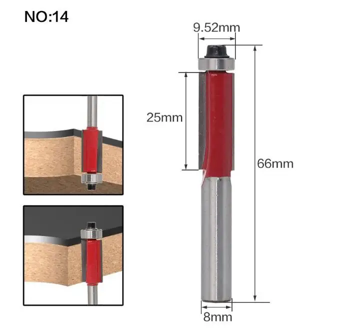 1 шт. 8 мм хвостовик фрезерные деревообрабатывающие станки инструменты фрезы для древесины резак карбидный хвостовик мельница фрезерные резаки по дереву инструмент - Длина режущей кромки: NO 14