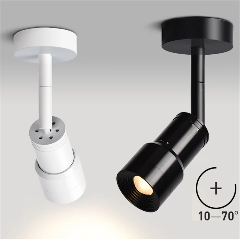 

10-70 degree Cree stepless zooming beam angle adjustable surface mounted ,track spot lamp for museum ,cabinet ,background light