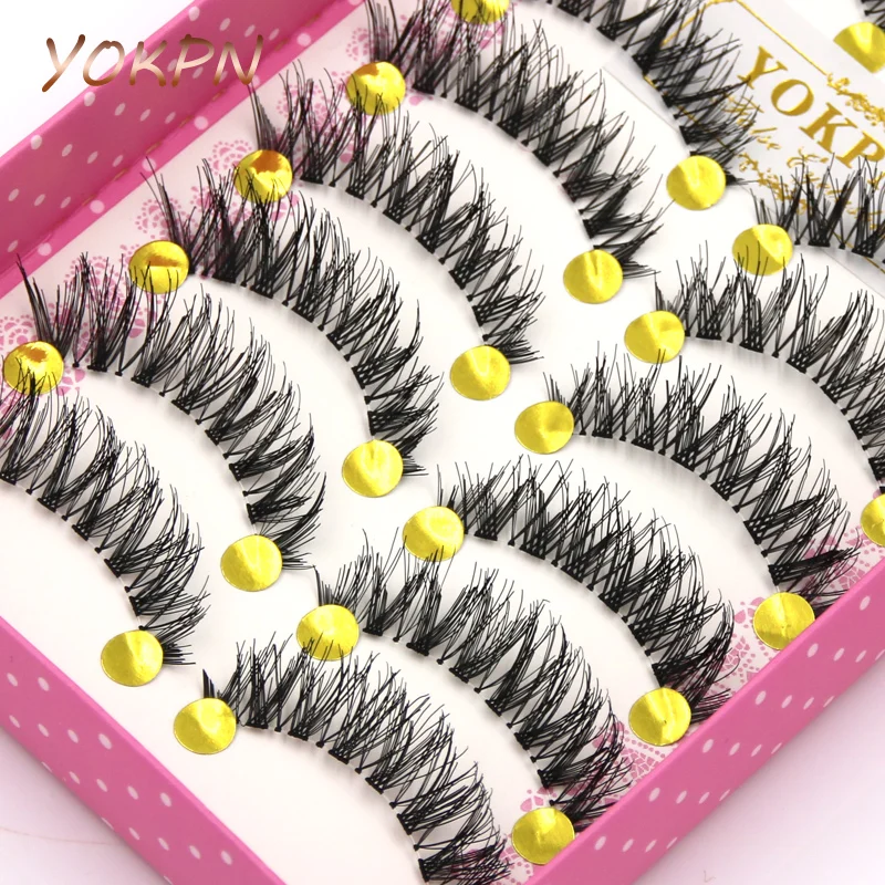 

YOKPN Makeup False Eyelashes Eyelash 1 Box 10 Pairs Of False Eyelashes Naturally Thick Stage Cross False Eyelashes Smoky Makeup