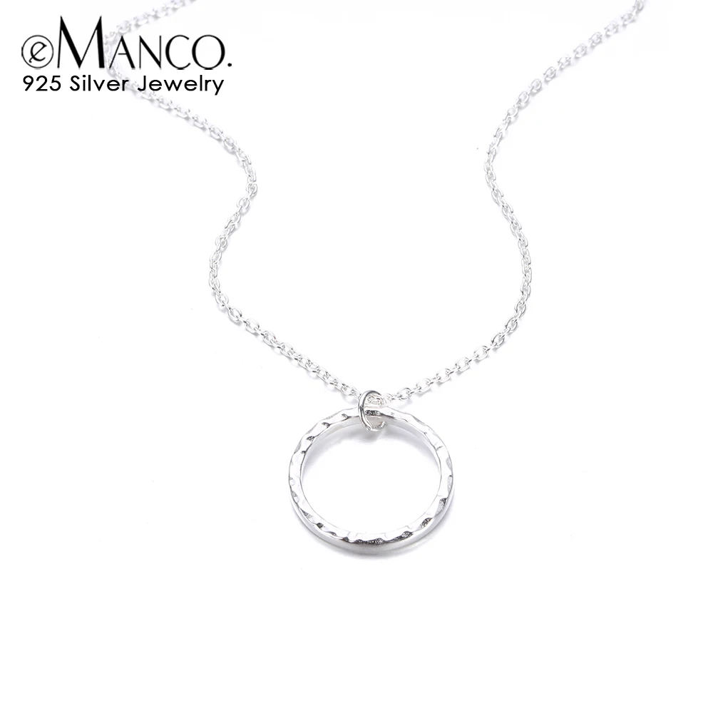 e-Manco Classic Pendant Necklace For Women Charming 925 Sterling Silver Statement Necklaces Fine Jewelry Friendship Gifts