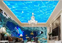 Пользовательские 3d фото обои 3d потолка обои фрески Sea world потолочные фрески обои 3d потолок Фреска зенитная Фреска
