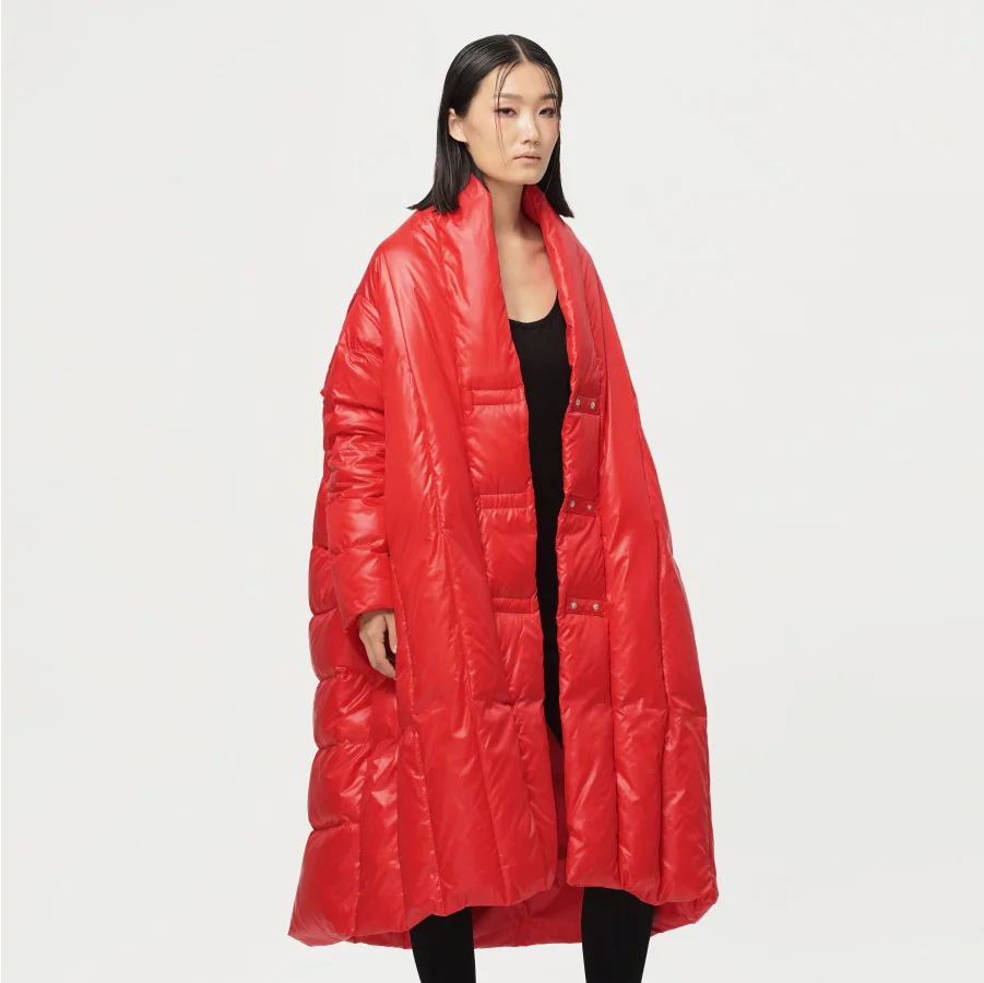 Белая куртка пуховик LYNETTE'S теплая длинная оригинальный дизайн тип мантии|jacket