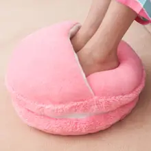 Теплые плюшевые тапочки в виде Макарон; теплые тапочки для рук; теплые мягкие тапочки из плюша; цвет розовый, синий