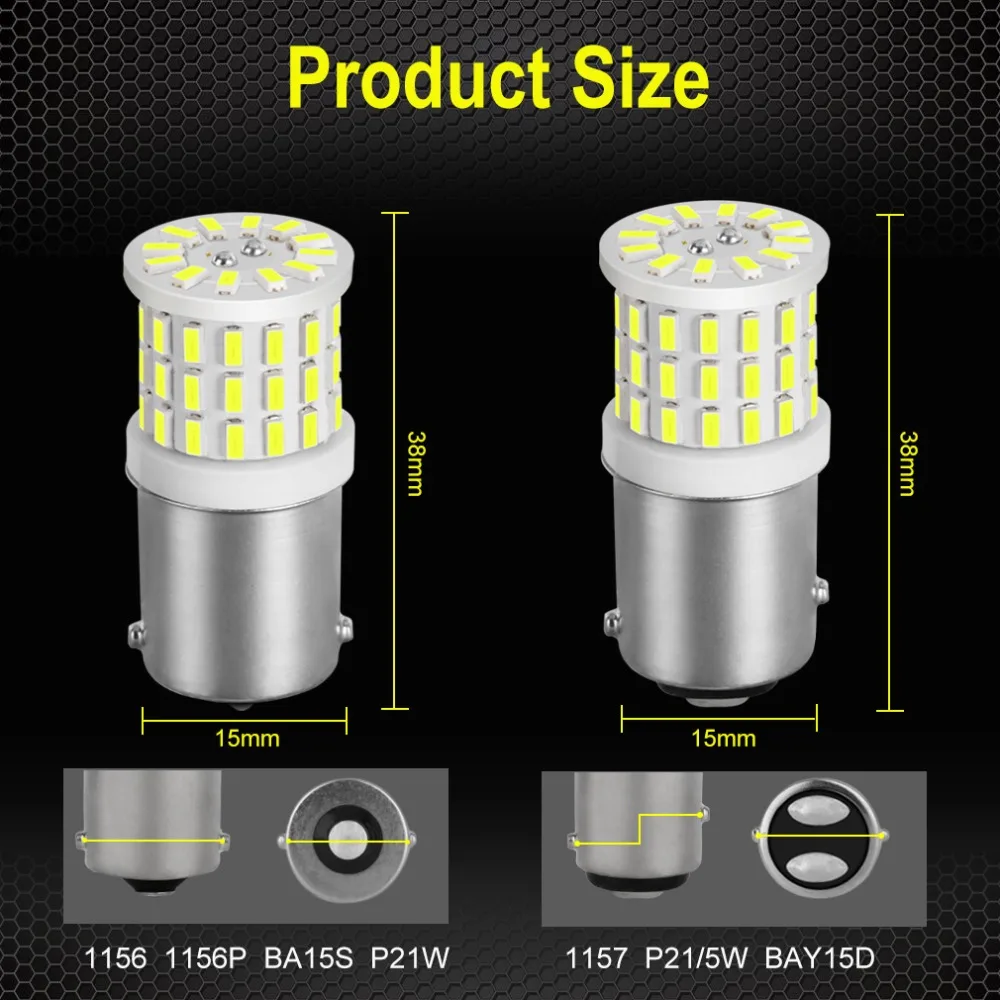 2 шт. Керамика светодиодный 1156 BA15S P21W светодиодный 1157 BAY15D P21/5 Вт светодиодный лампы R5W 1200LM белый автомобильный сигнал поворота, стоп-сигналы 12V для автомобильных фар