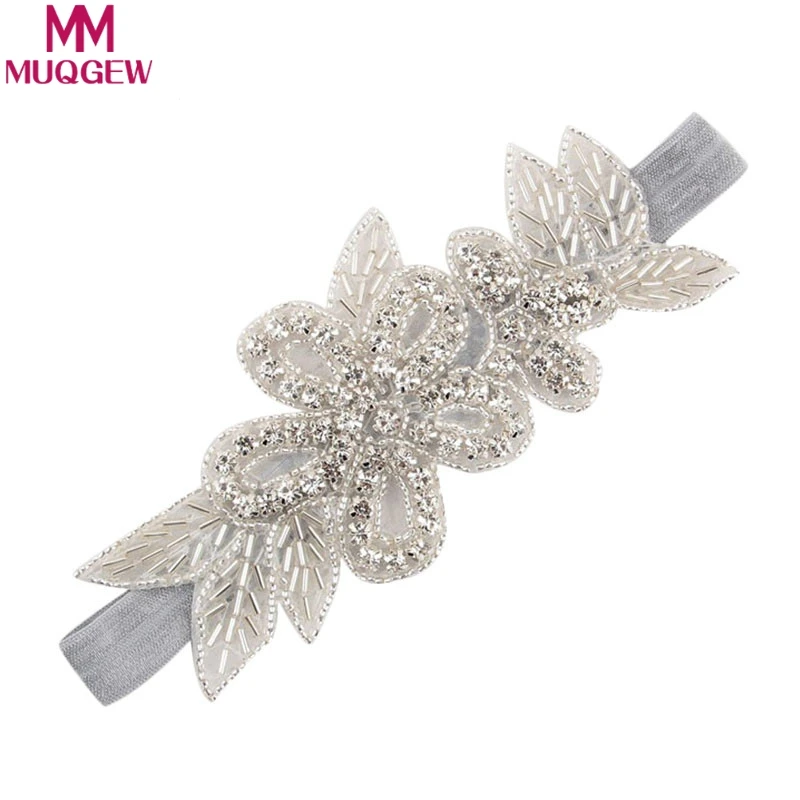 

MUQGEW Headbands Rhinestone Flower Hair Accessories For Girls Infant Hair Band Rhinestone flowers with leaves baby hair band