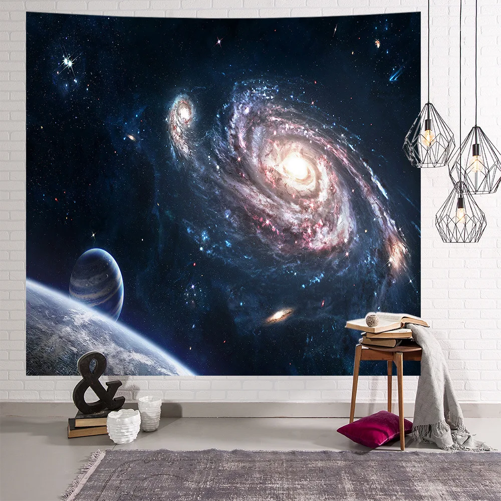 Galaxy Psychedelic Star Tapestry Wall Hanging Lightweight Polyester Fabric Forest wall hanging Decoration Home - Цвет: Пурпурный