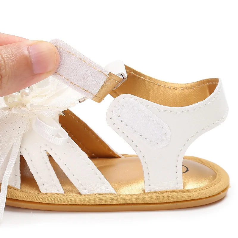 Летняя обувь принцессы на резиновой подошве с цветочным принтом для девочек 0-1 лет, нескользящая обувь для малышей