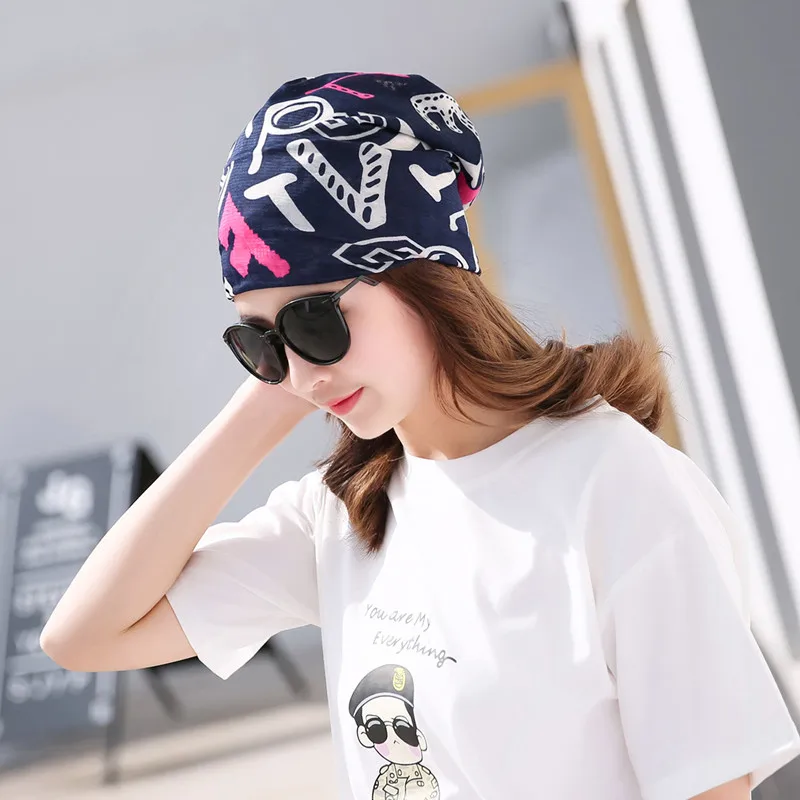 

Miya Mona 2019 New arrival 3 Use Cap Knitted Spring&Fall Hats for Women Casual Fight Color Ice Silk Jacquard Beanies Hat