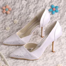Wedopus MW1002 Custom Handmade Thin Heels White Shoes for Women Wedding Pointed Toe