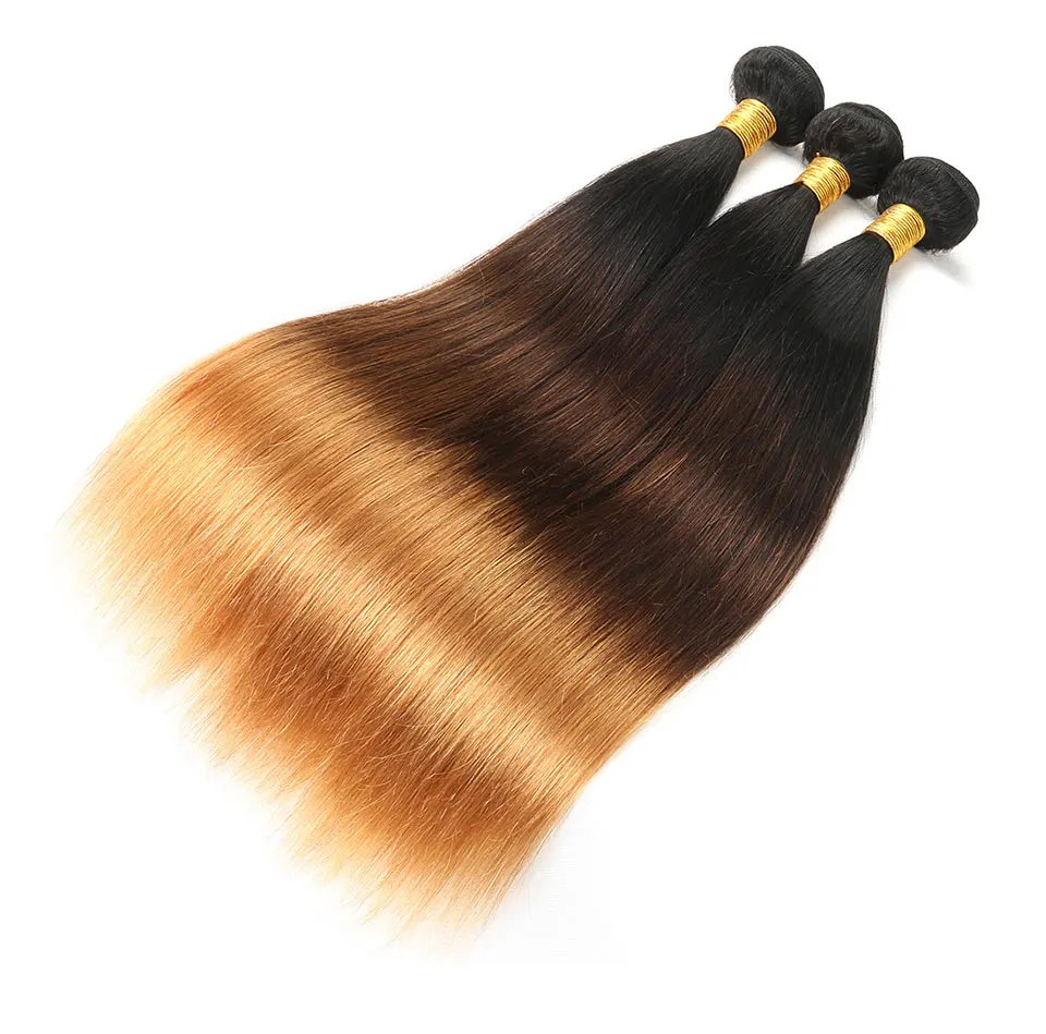 Hair Villa Ombre Indian Straight Hair With Closure #1b 4 30 4 4 Salon Remy Ombre Human Hair 2 3 Bundles with Lace Closure (6)