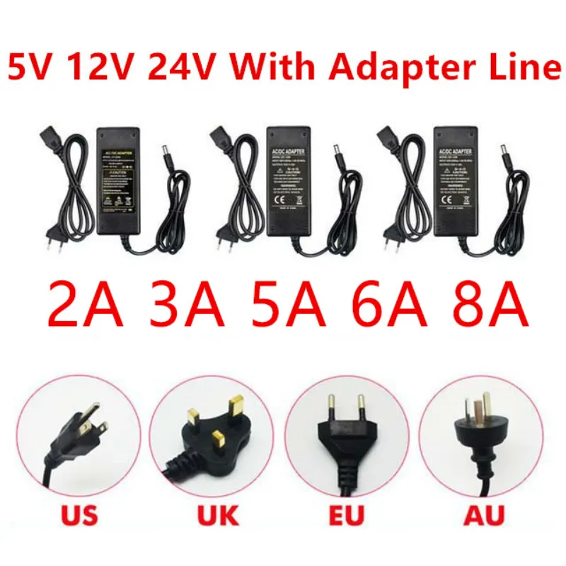 

AC DC110-240V Lighting Transformers 12V Power Supply 5V 24V 3A 5A 6A 8A Switching POWER Adapter LED Drive For led strip