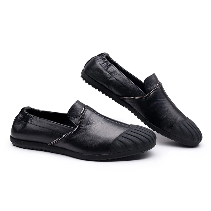 Новые мужские модные лоферы из натуральной кожи повседневная обувь мужские повседневные плоская обувь для досуга с круглым носком без