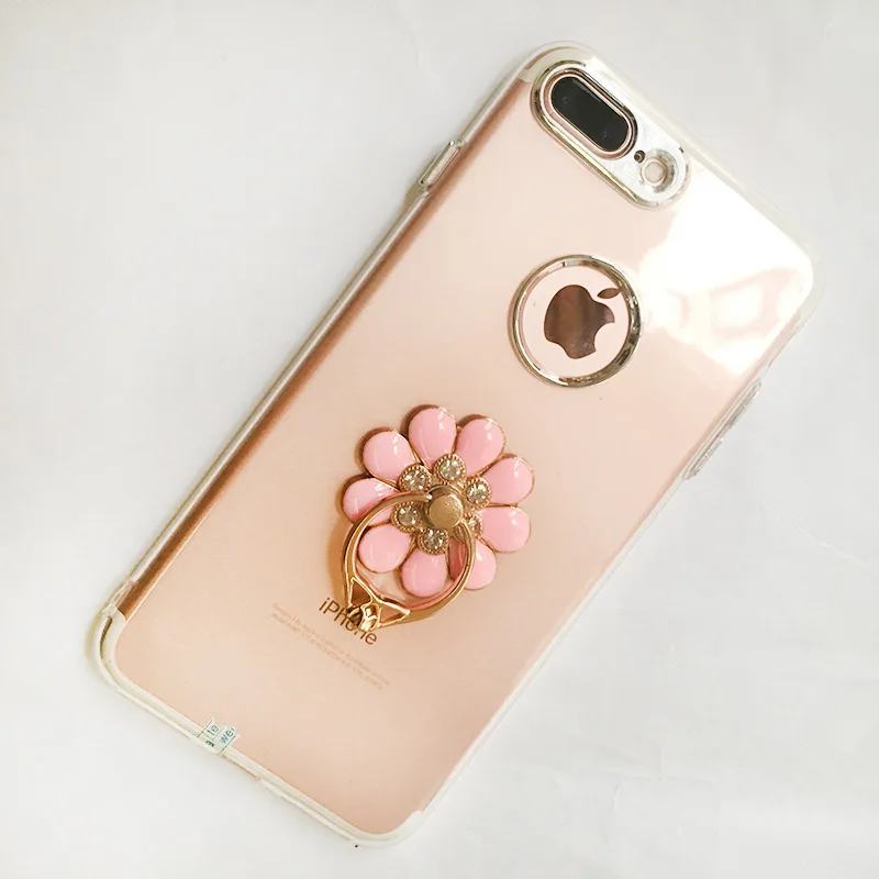 Diamond Ring Holder For iPhone Samsung Bracket Floral Stand For HUAWEI LG Flower Holder Sticker Lucky Clover Peacock