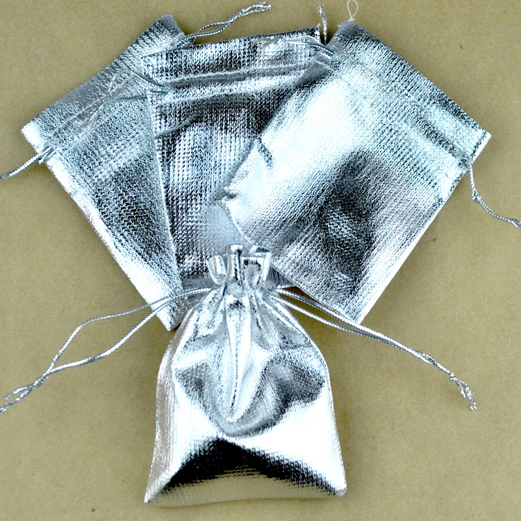 Wholesale 50pcs/lot Silver Satin Gift Bag 7x9cm Drawable Wedding