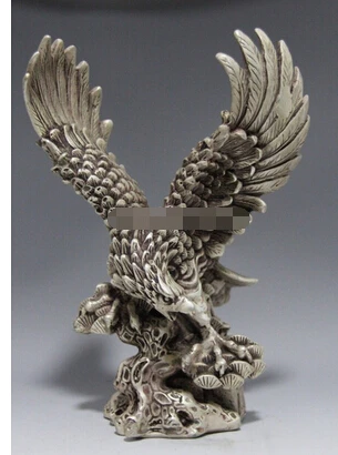 

Copper Brass CHINESE crafts decor ation Asian Collectible China Decorated Old Handwork Tibet Silver Carve Eagle Dapeng wing