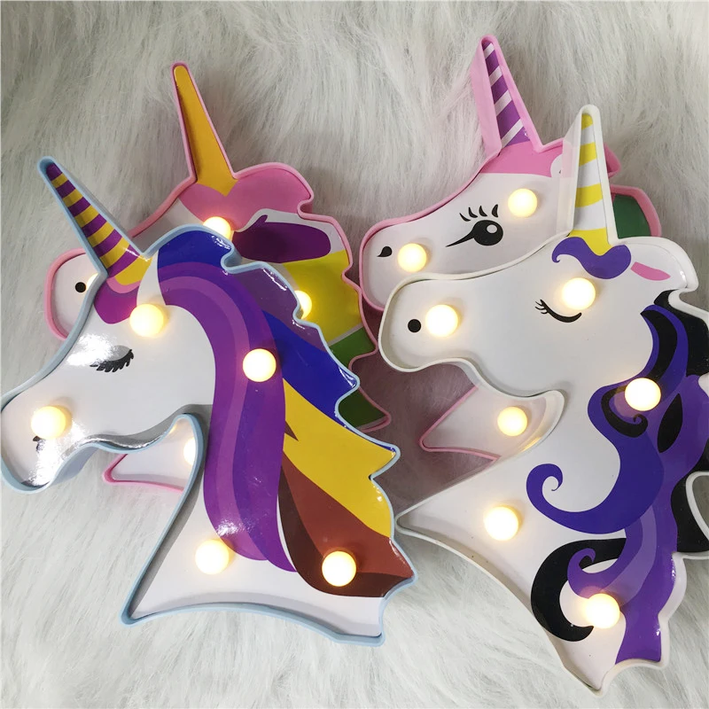  Factroy Price Night Light Unicorn Lamp LED Unicornio Head Kid's Night Light 3D Painted Lamp For Xma - 33041727058
