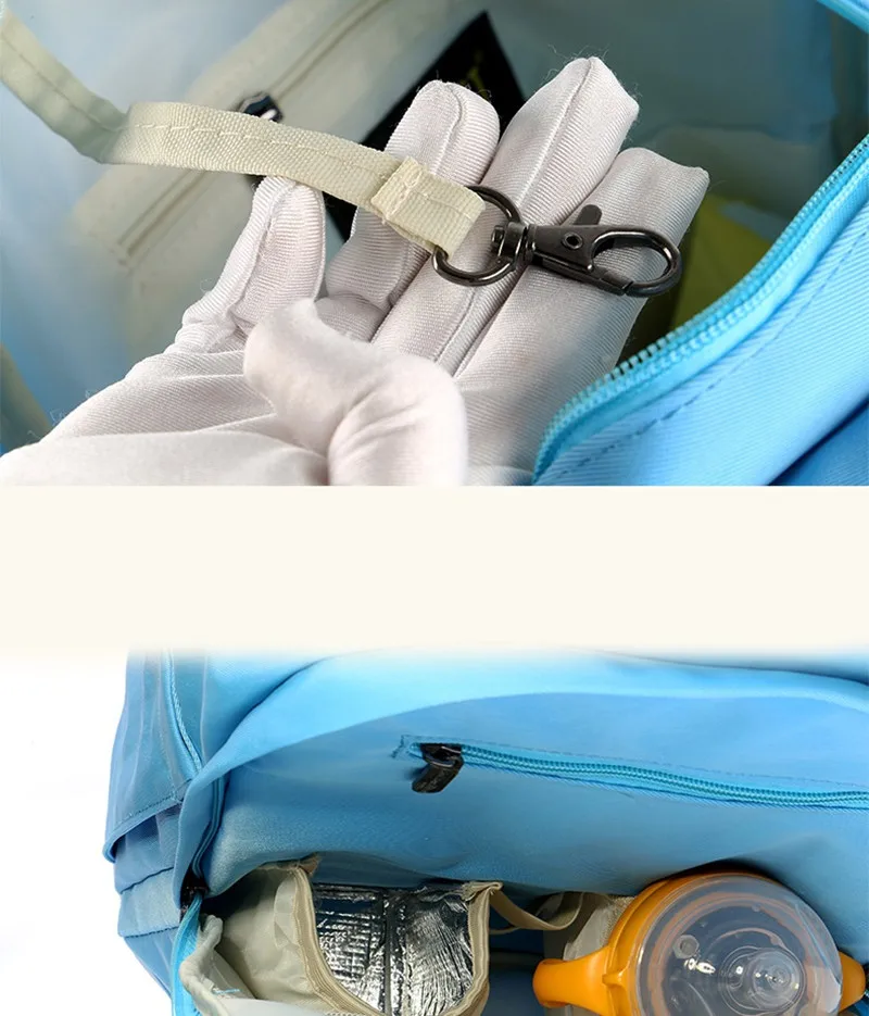 Solid Color Waterprrof Insulation Double Bottle Mummy Diaper Bag 17