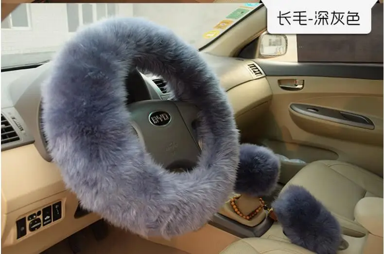 Меховые розовые теплые зимние черные автомобильные аксессуары для интерьера 38