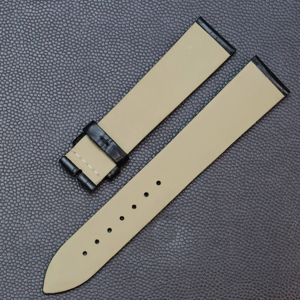 Ремешок для часов SAUPPO из кожи аллигатора 18 мм черный мужские и женские аксессуары