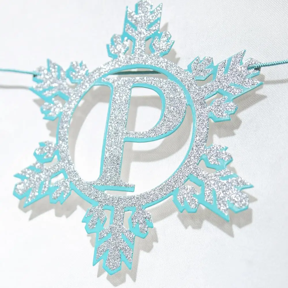Silver Blue Glitter Happy Birthday Banner Ice and Snow Garland Winter Snowflake Holiday Wall Decoration Frozen Girl Decor
