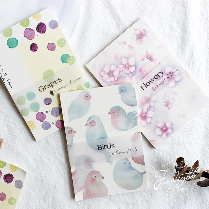 

30 Sheets /Pack Fresh Flowery Birds Grapes Sticky Notes Memo Pad School Office Suply Student Stationery Notepad