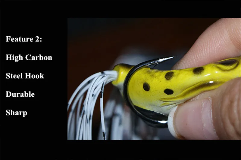 Professional 3D Eye Snakehead Frog Lures Soft Rubber Topwater Frog Lures with Silicone Tails  4cm 5cm 6cm Artificial Frog Baits (4)