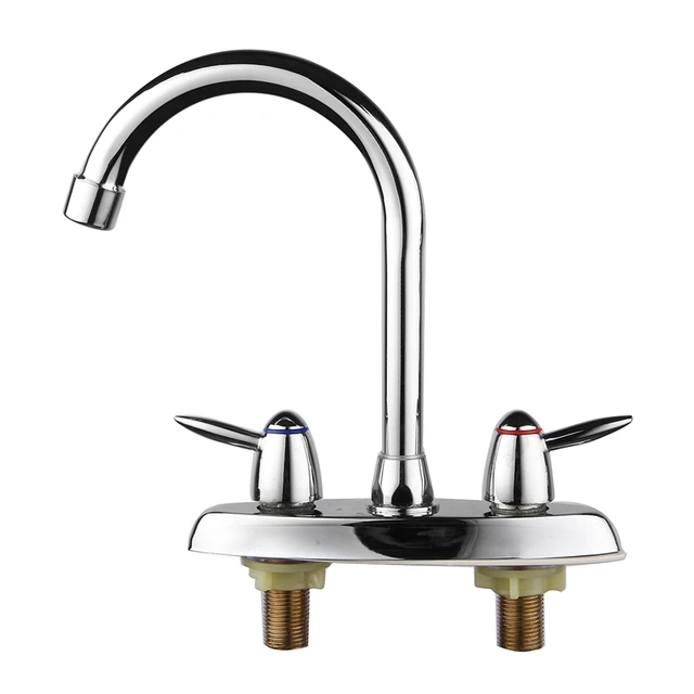Copper Chrome Polish Hot Cold Water Kitchen Faucet Tap Double Copper Chrome Polish Hot Cold Water Kitchen Faucet Tap Double Handle Hole Bathroom Sink Basin