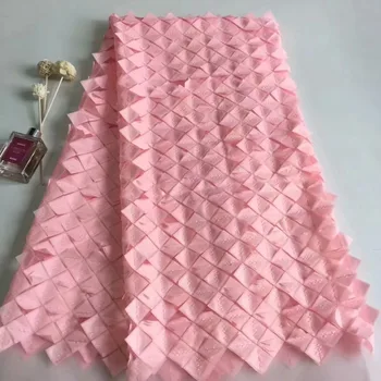 

2018 High Quality 3D cord African Net Swiss Lace,French Voile Guipure tulle mesh Lace Fabric For dress 5yard/lot LRL112803