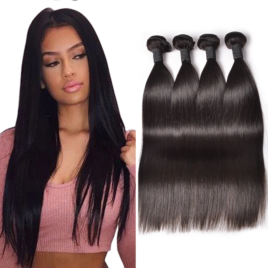 Brazilian Virgin Hair Straight 4Bundles Cheap Brazilian Hair Weave 7A Brazilian Straight Human Hair Bundles Straight Virgin Hair