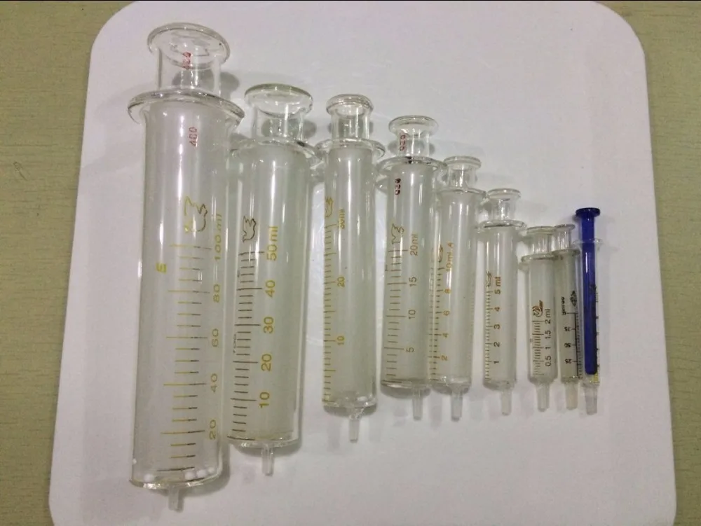 

2pcs 1ml 2ml 5ml 10ml Glass Syringe Standard Tip Injector Lab Glassware Recycling Sampler