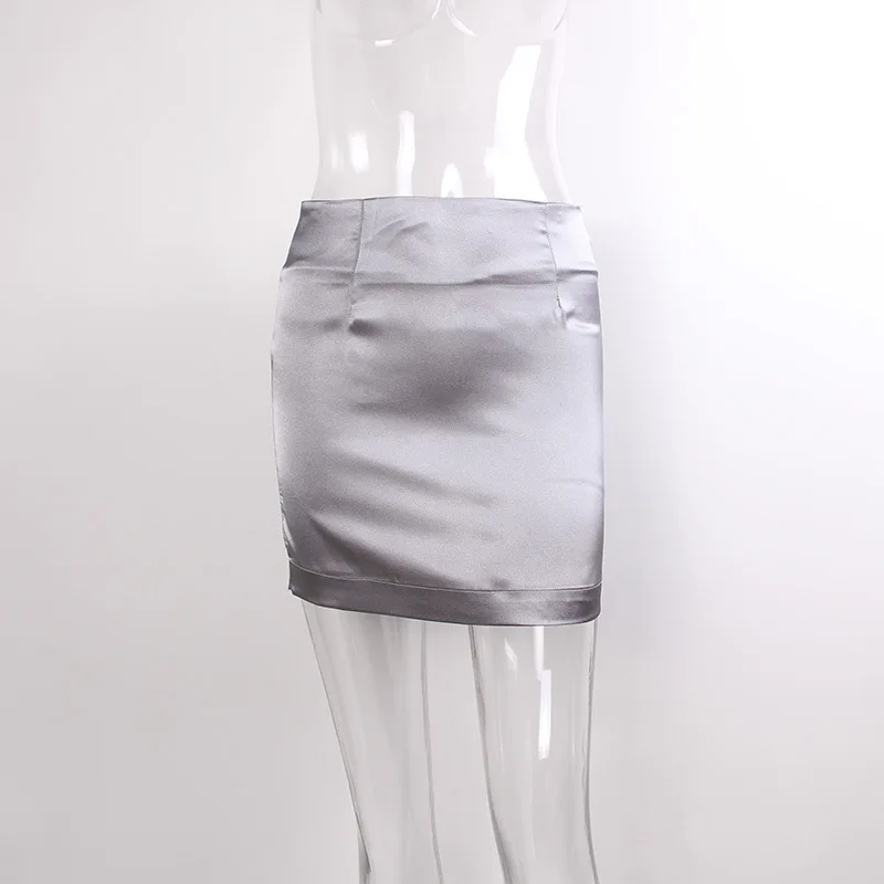 Летняя женская сексуальная клубная шелковая мини-юбка, Женская атласная короткая юбка, облегающая Клубная одежда, облегающая большого размера плюс D0010