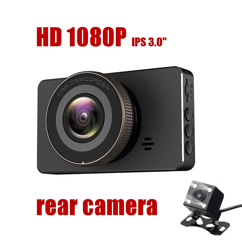 

New Arrival pluseye Car DVR 3.0 Inches HP 1080P Dual Lens Night Vision G-sensor Compact Nice appearancefree shipping
