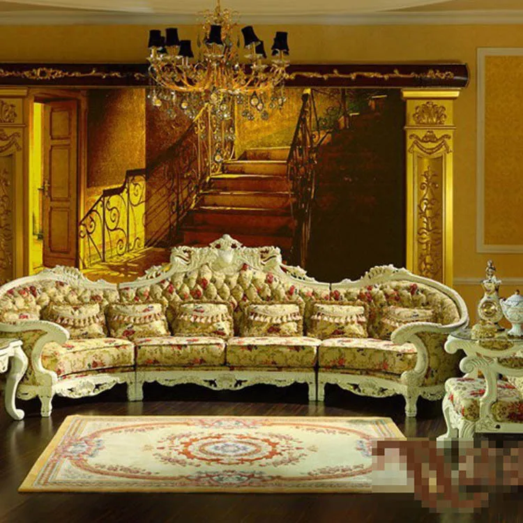 Palace Luxury Furniture European Classical Solid Wood Sofa Cloth