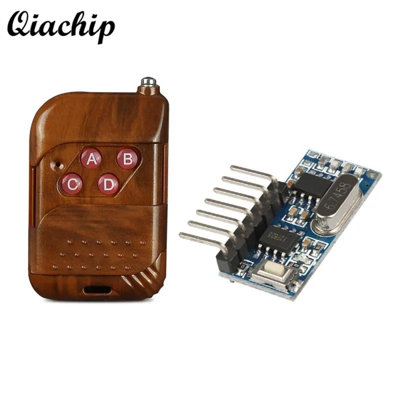 

QIACHIP 433mhz RF Relay Receiver Module Wireless 4 CH Output With Learning Button and 433 Mhz RF Remote Controls Transmitter Diy