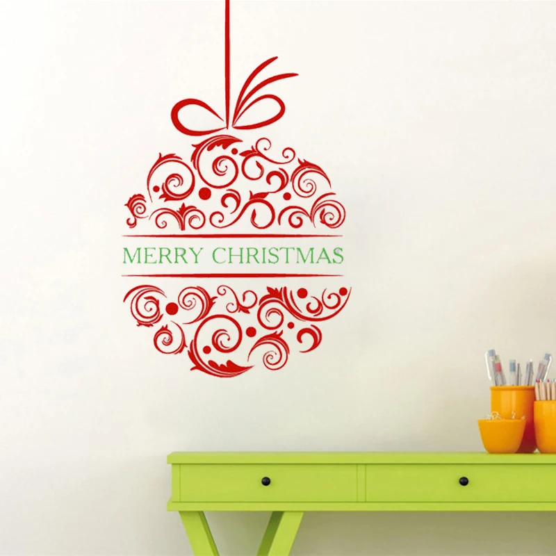 

YOYOYU Wall Decal Merry Christmas Ball Flower home shop window decoration wall stickers interior home Vinyl wall Stickers ZW90