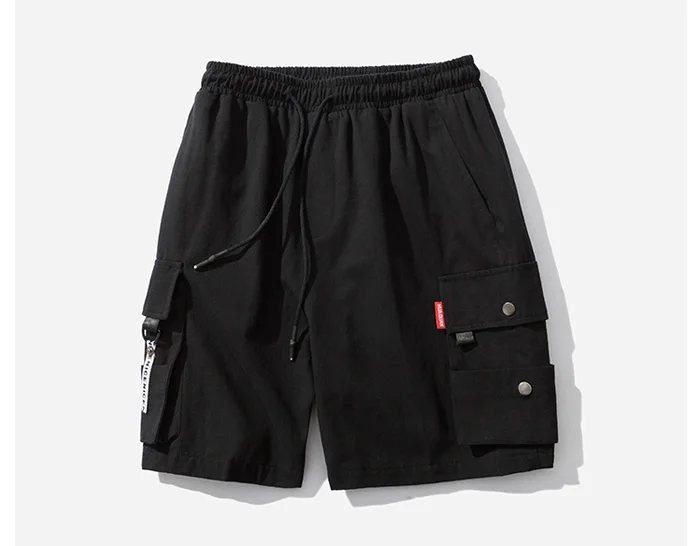 Summer casual shorts men cotton Slim Solid Knee Length Cargo Shorts Multi-pocket High Quality Elastic waist Plus Size 4XL
