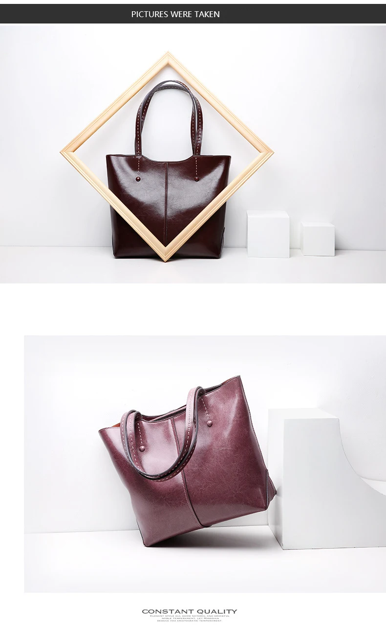 Women handbag 2022 new Oil wax Genuine leather large capacity women handbags genuine leather fashion female casual Shoulder bags