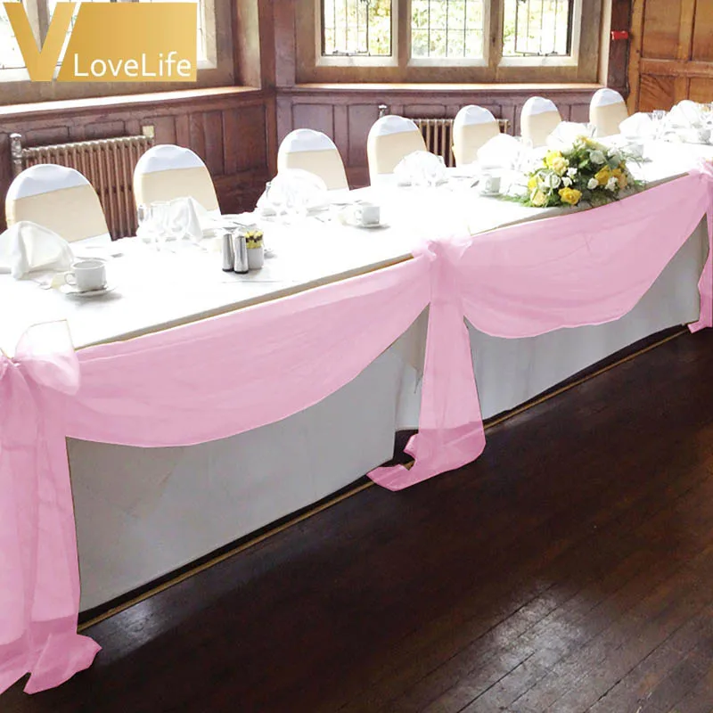 

5M*1.4M Organza Sheer Fabric Swags For Home Wedding Table Decoration Wedding Chair Organza Fabric table curtain DIY Supplies