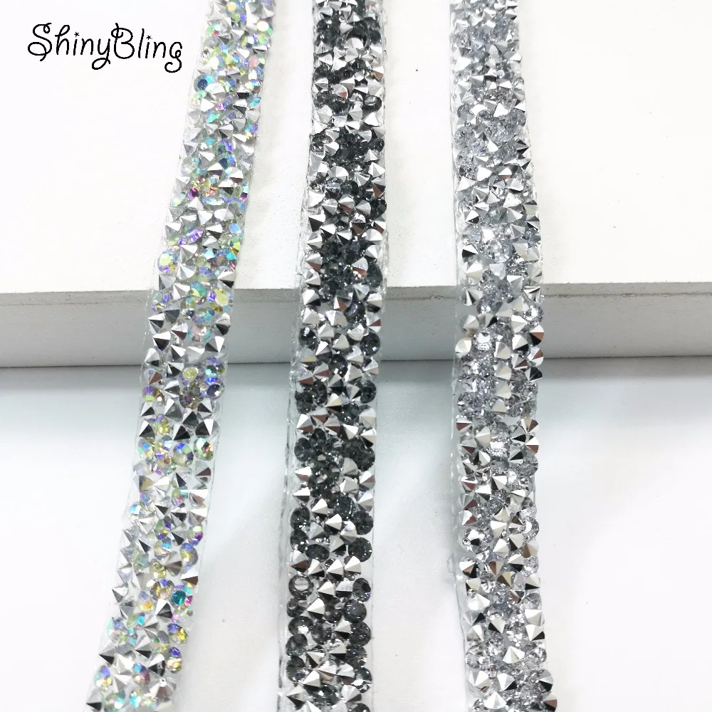 

BlingBling AB rhienstone mesh Trim strass chain banding crystal wedding applique dresses crafts 10mm width