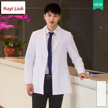 

Unisex White Lab Coat Short Sleeve Pockets Uniform Work Wear Doctor Nurse Clothing-Ruyi L